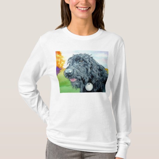 Labradoodle黒いラーフのTシャツ Tシャツ (正面)