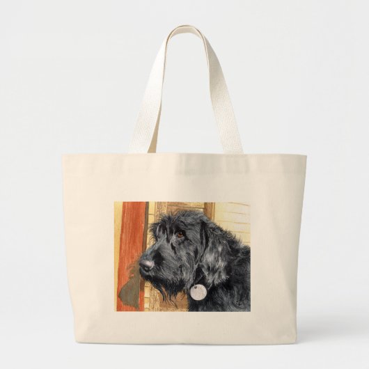 Labradoodle黒い#1のバッグ ラージトートバッグ (正面)