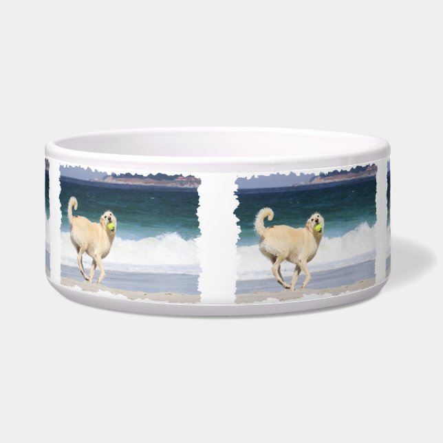 Labradoodle -ビーチの幸せな日 ボウル (正面)