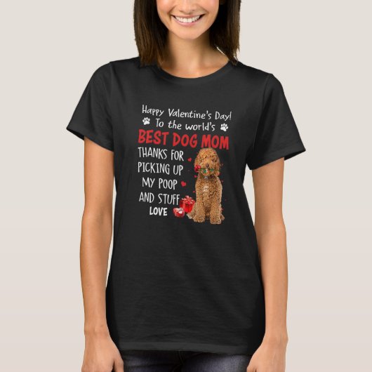 Labradoodle Best Dog Mom Valentines Day Funny Pupp Tシャツ (正面)
