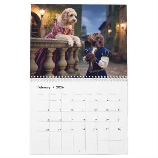 Labradoodle Calendar カレンダー (2月 2026)