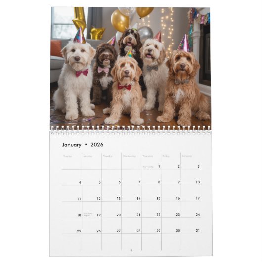 Labradoodle Calendar カレンダー (1月 2026)