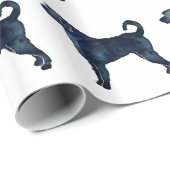 Labradoodle Doがシルエット黒水色を生み出す ラッピングペーパー (ロールコーナー)