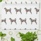 Labradoodle Dog Breedシルエットジオプレイド キッチンタオル (折り畳み)