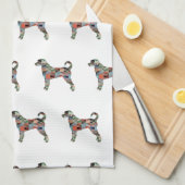 Labradoodle Dog Breedシルエットジオプレイド キッチンタオル (四つ折り)