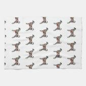 Labradoodle Dog Breedシルエットジオプレイド キッチンタオル (横)