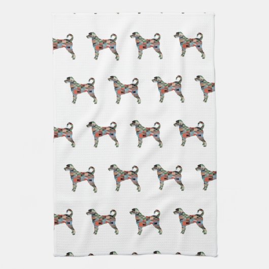 Labradoodle Dog Breedシルエットジオプレイド キッチンタオル (縦)