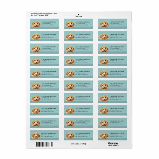 Labradoodle Dog Return Address Labels ラベル (フルシート)
