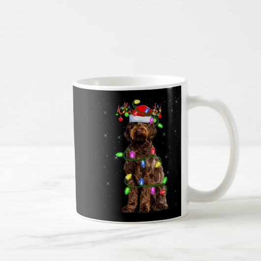 Labradoodle Dog Xmas Lighting Santa Labradoodle Ch コーヒーマグカップ (右)
