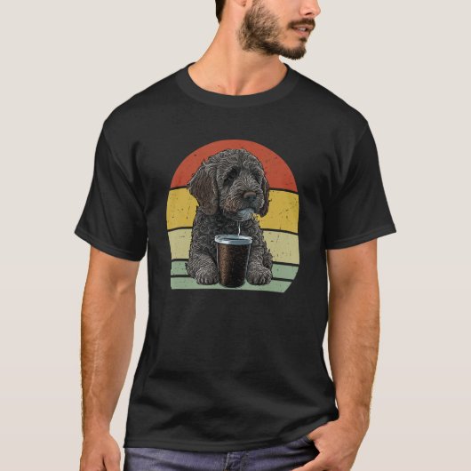 Labradoodle Drinking Coffee  Labradoodle Dog And C Tシャツ (正面)