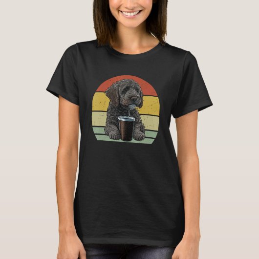 Labradoodle Drinking Coffee Labradoodle Dog And C Tシャツ (正面)