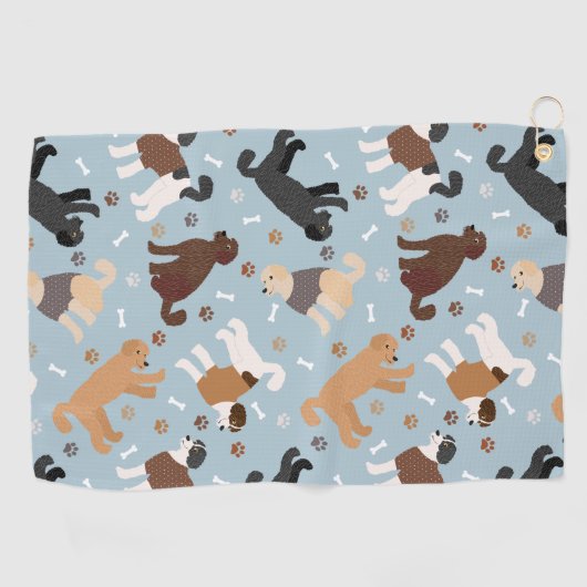 Labradoodle / Goldendoodle Bones and Paws ゴルフタオル (横)