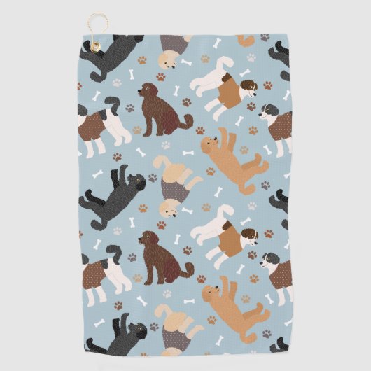 Labradoodle / Goldendoodle Bones and Paws ゴルフタオル (正面)