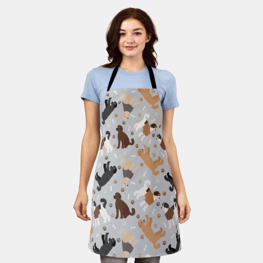 Labradoodle / Goldendoodle Bones and Paws Apron エプロン (着用した状態)