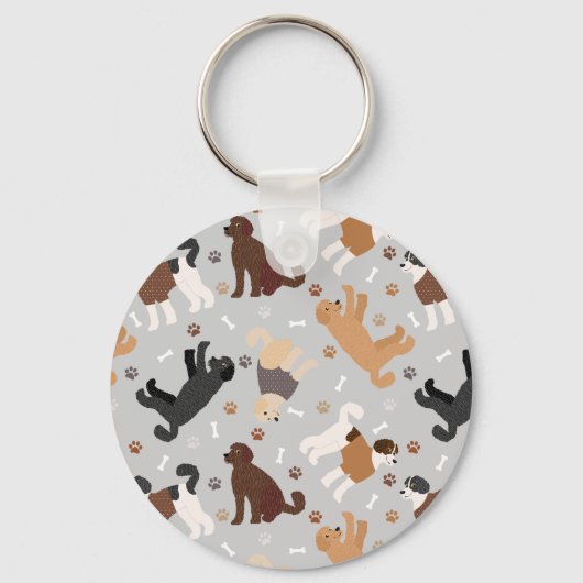 Labradoodle / Goldendoodle Bones and Paws Keychain キーホルダー (正面)