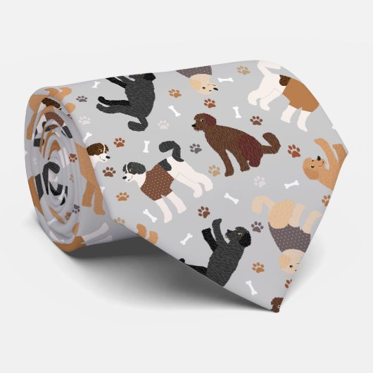 Labradoodle / Goldendoodle Bones and Paws Neck Tie ネクタイ (ロール)