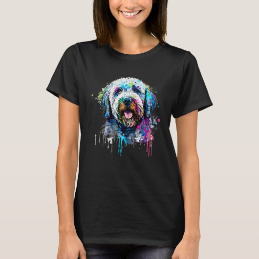 Labradoodle Paint Splatter Mixed Dog  Splatter Tシャツ (正面)