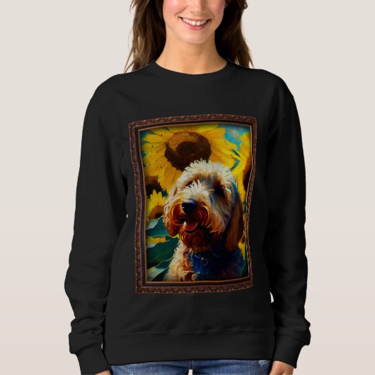 Labradoodle Painting Sunflower Flower Mom Women Fl スウェットシャツ (正面)
