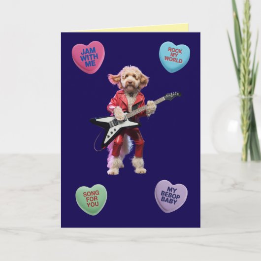 Labradoodle Rocker Valentine Card シーズンカード (正面)
