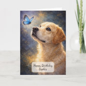 Labrador and Blue Butterfly カード (正面)