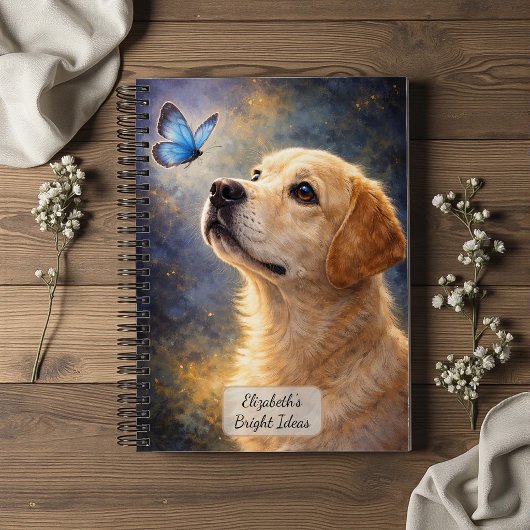 Labrador and Blue Butterfly ノートブック