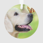 Labrador And Butterfly Throw Pillow オーナメント (裏面)