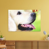 Labrador And Butterfly Throw Pillow キャンバスプリント (インサイチュ (リビング))