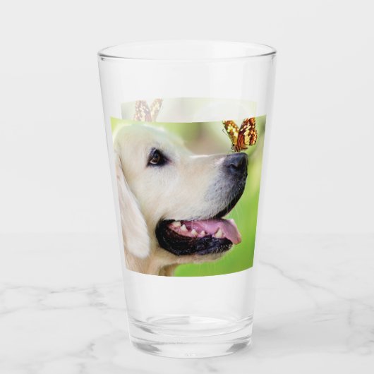 Labrador And Butterfly Throw Pillow タンブラーグラス (正面)