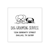 Labrador and Pug Dog Grooming Service Address ラバースタンプ (インプリント)