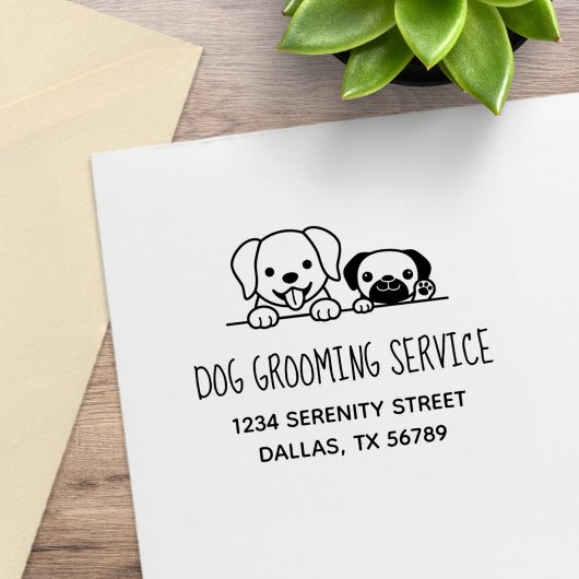 Labrador and Pug Dog Grooming Service Address ラバースタンプ