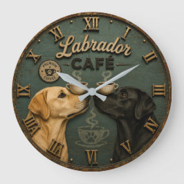 Labrador Café Coffee Lovers Vintage ラージ壁時計
