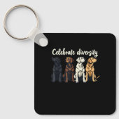 Labrador Celebrate Diversity Funny Lab Dog キーホルダー (正面)