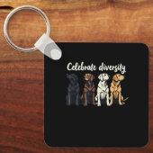 Labrador Celebrate Diversity Funny Lab Dog キーホルダー (正面)