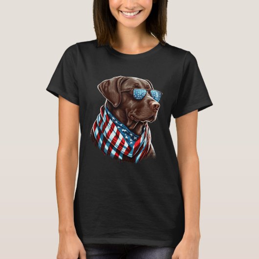 Labrador Chocolate Patriotic USA Proud Tシャツ (正面)