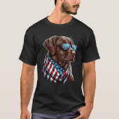 Labrador Chocolate Patriotic USA Proud Tシャツ (正面)