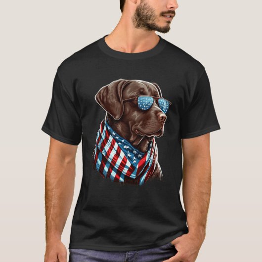 Labrador Chocolate Patriotic USA Proud Tシャツ (正面)