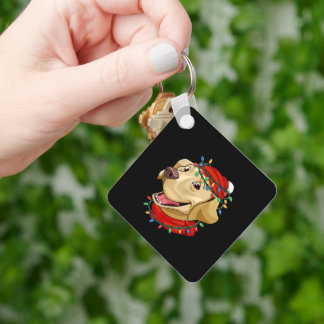 Labrador Christmas Dog Santa Hat Men Women Kids キーホルダー