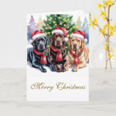 Labrador Christmas Greeting Card カード (黄色い花)