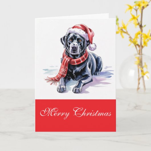 Labrador Christmas Greeting Card カード (黄色い花)