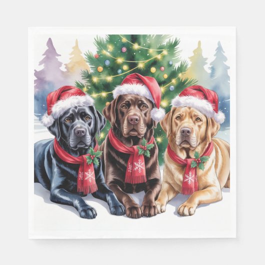 Labrador Christmas Paper Napkin スタンダードランチョンナプキン (正面)