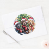Labrador Christmas Sticker ラウンドシール (封筒)
