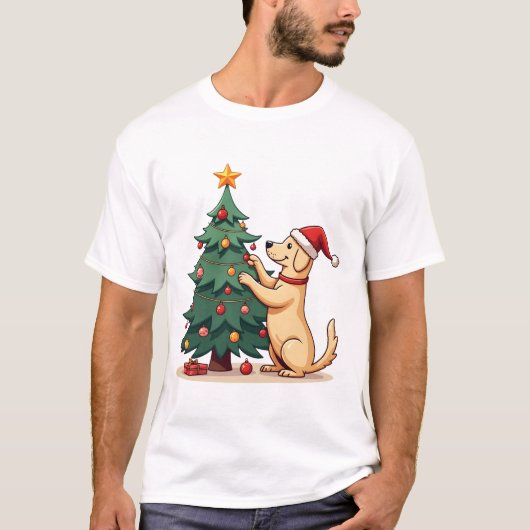 Labrador Christmas Tree Helper Tシャツ (正面)