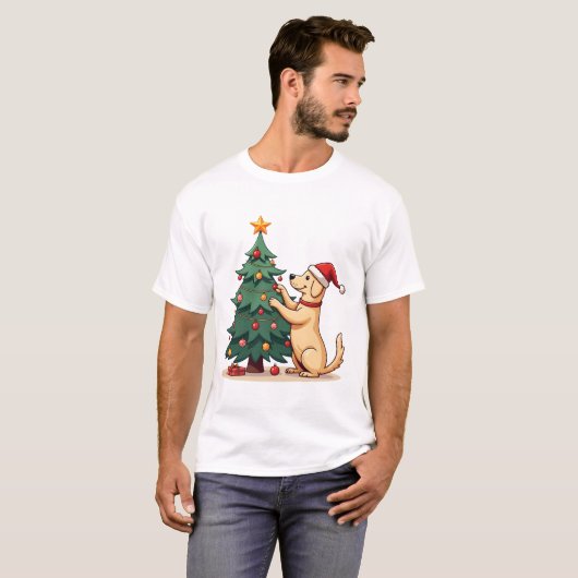 Labrador Christmas Tree Helper Tシャツ (正面フル)