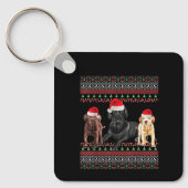 Labrador Christmas Ugly Black Lab Chocolate Labrad キーホルダー (正面)