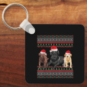 Labrador Christmas Ugly Black Lab Chocolate Labrad キーホルダー (正面)