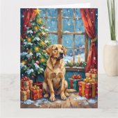 Labrador Christmas Under The Tree カード (正面)