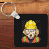 Labrador Construction Worker Labrador Dog キーホルダー (正面)