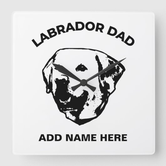 Labrador Dad   スクエア壁時計 (正面)