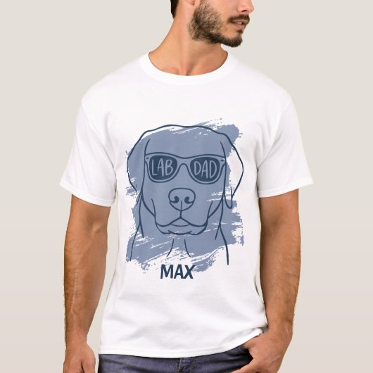 Labrador dad t-shirt with custom name brush art tシャツ (正面)