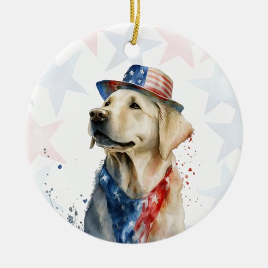 Labrador Dog, 4th of july Personalized セラミックオーナメント (正面)